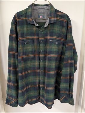 Guide London Plaid Flannel Button Down Shirt Size L Men Outdoor Cabin Cottage